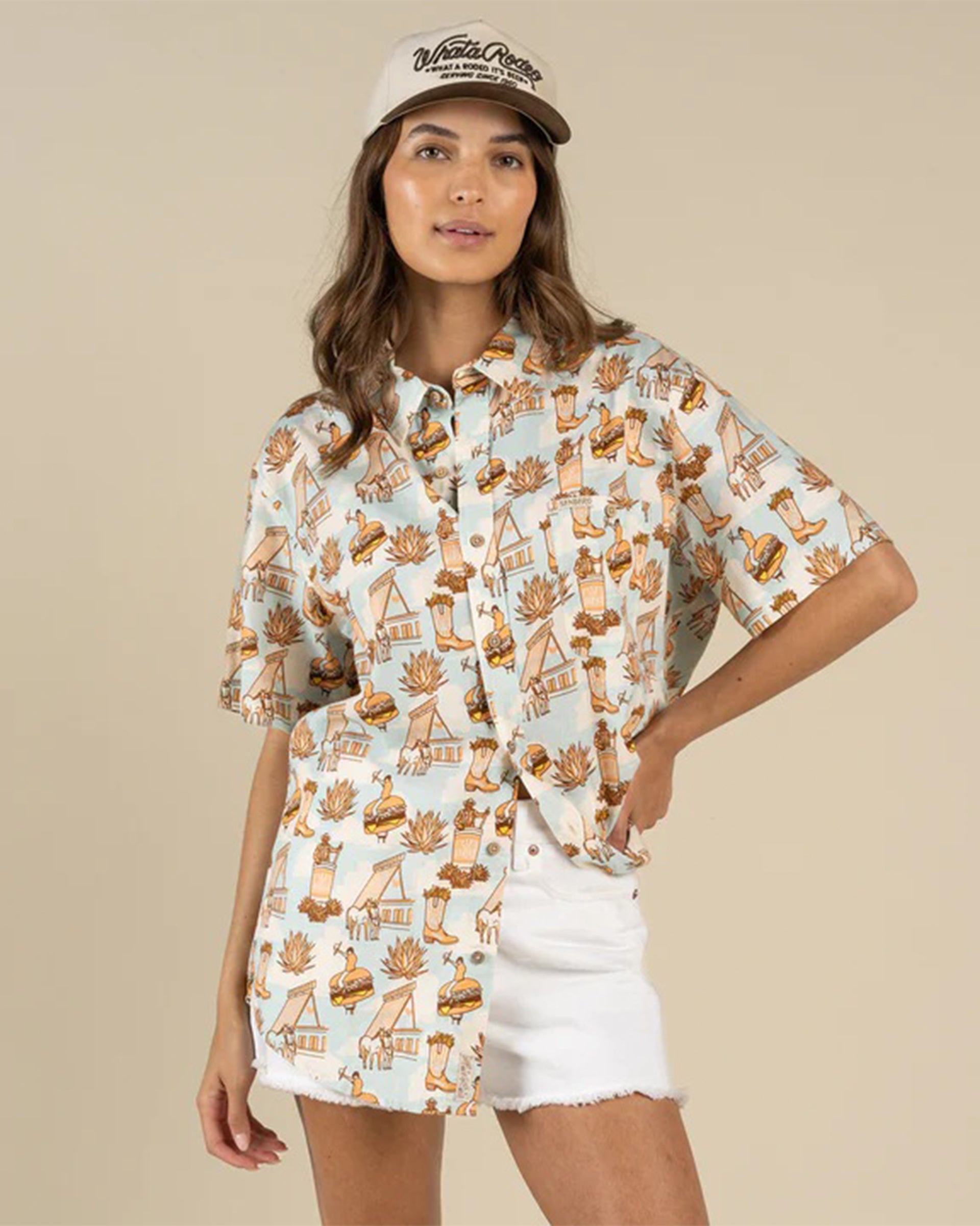 Sendero Provisions Co. Whataburger x Sendero City Slicker Short Sleeve Shirt - Cowboy Drive Thru Print
