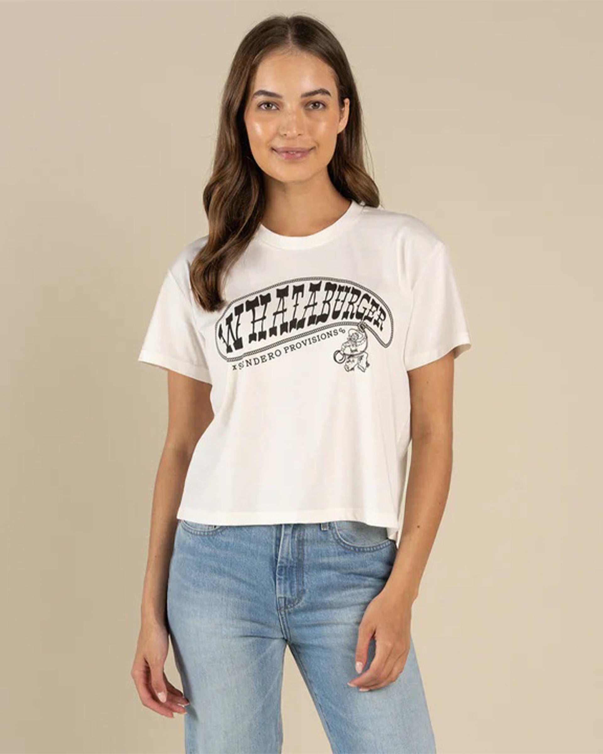 Sendero Provisions Co. Women's Whataburger x Sendero WhataRopin' Boxy Tee - Vintage White