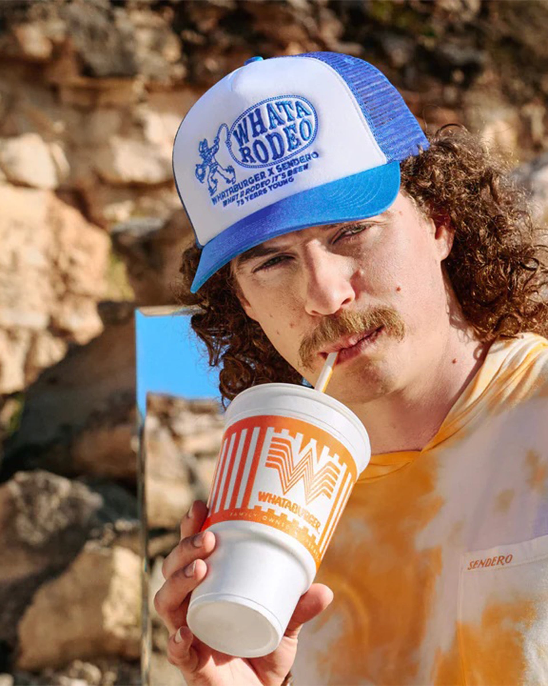 Sendero Provisions Co. Whataburger x Sendero Ropin' Hat - White/Blue