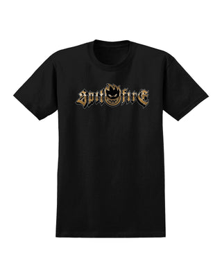 Spitfire Gold Chrome Bighead Short Sleeve T-Shirt - Black