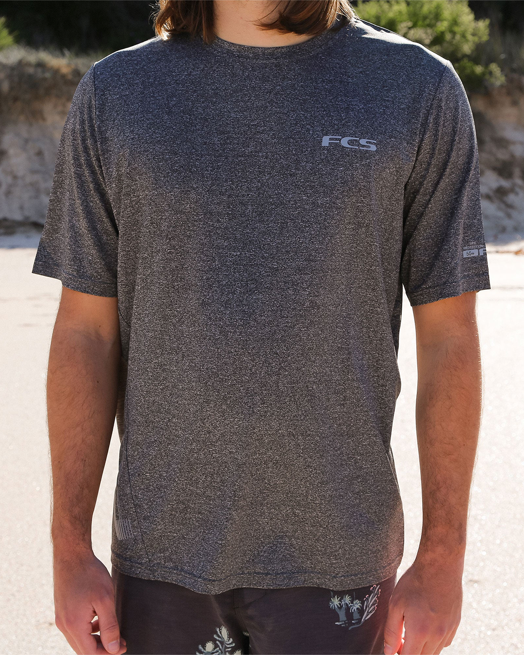 Men's Short Sleeve UV Surf Tee- Heather Grey