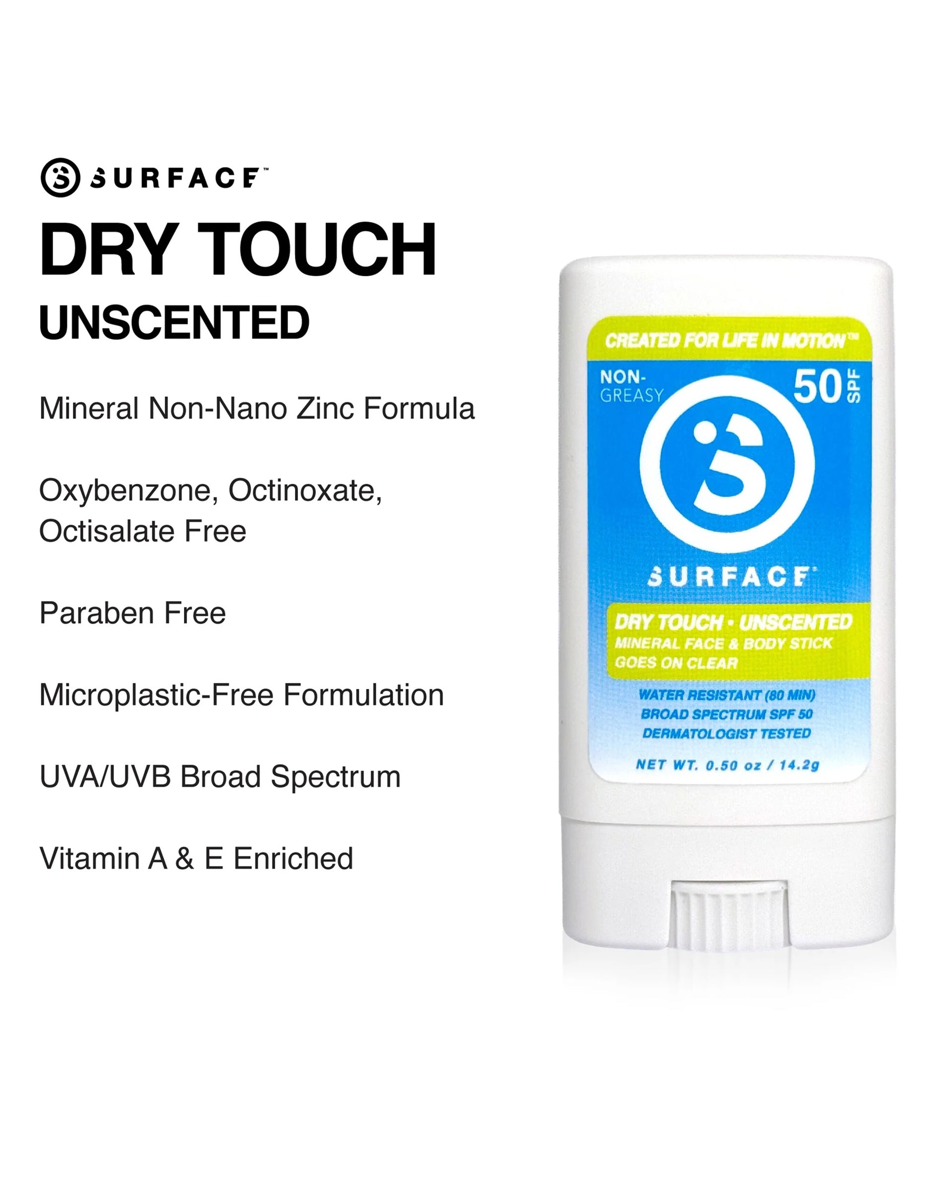 Surface Dry Touch SPF 50 Mineral Face Stick 0.5 oz - Unscented