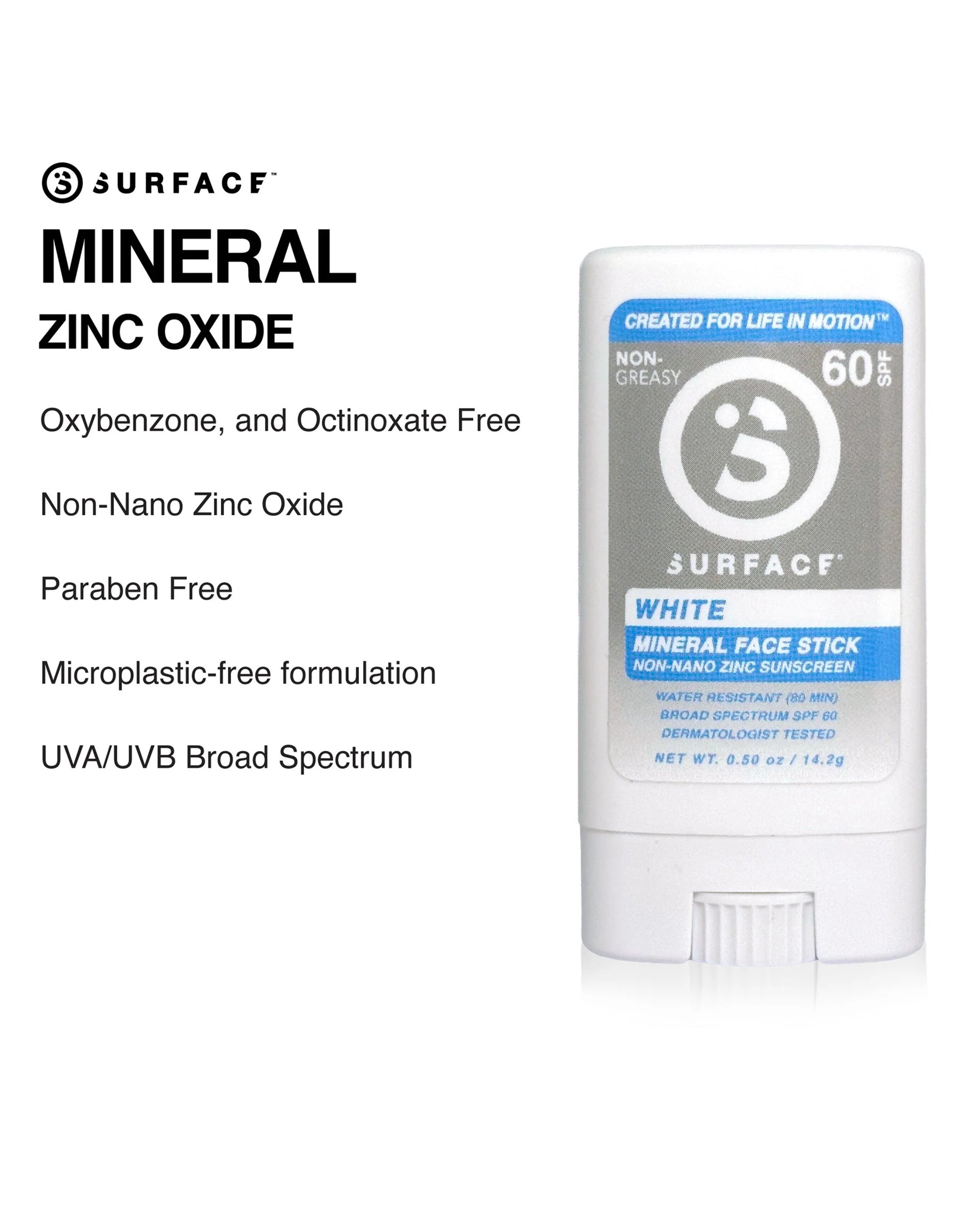 SPF 60 Mineral Face Stick 0.5 oz - White – Jack's Surfboards