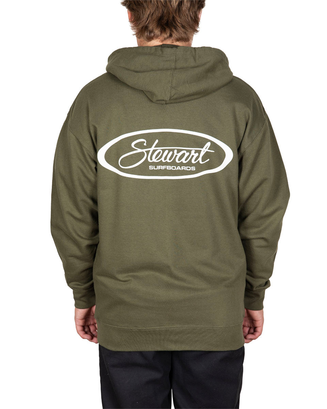 Stewart Surf Oval Hooded Zip Front Sweatshirt-Army