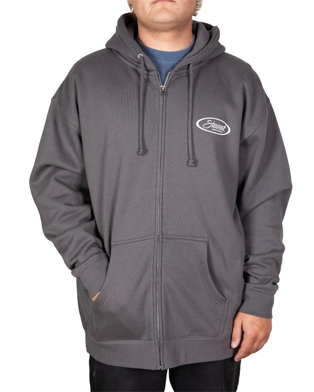 Stewart Surf Oval Hooded Zip Front Sweatshirt-Grey