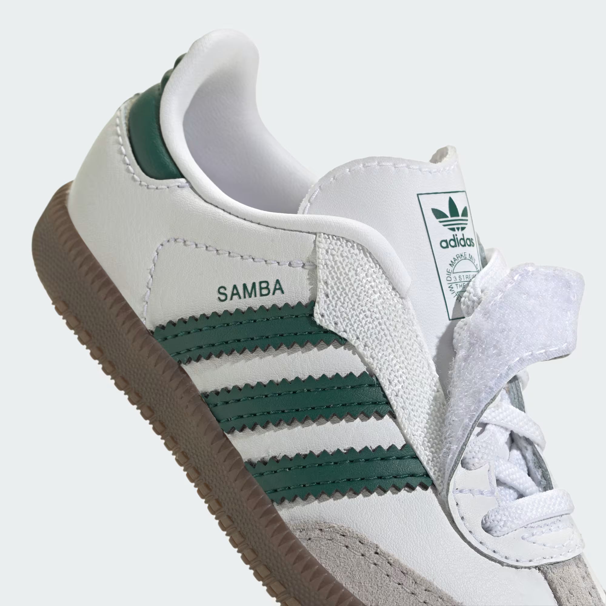 Adidas Toddler Samba OG Comfort Closure Elastic Lace Shoes - Cloud White / Collegiate Green / Gum