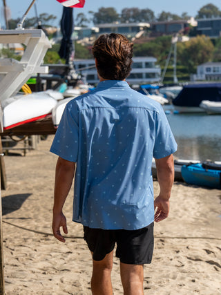JS Active Sasson UPF Short Sleeve Perforated Performance Shirt - Blue