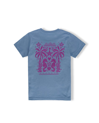Girl's Sea Horse S/S Tee - Light Blue