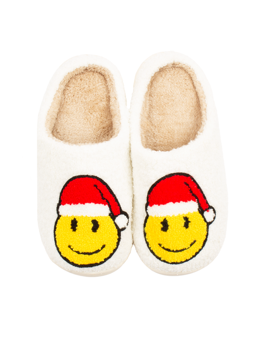 Jack's Smiley Santa Slippers - White and Yellow