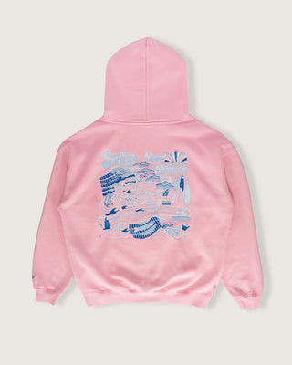 Socal Surf Embroidered Pullover Hoodie - Baby Pink