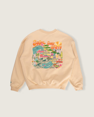 Socal Surf Embroidered Crewneck Sweatshirt - Natural