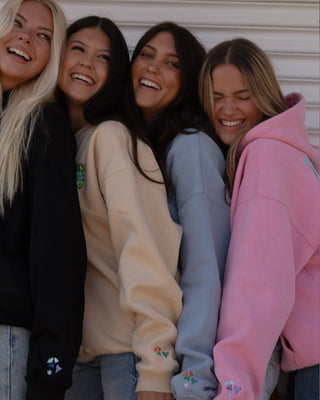 Socal Surf Embroidered Pullover Hoodie - Baby Pink