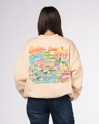 Socal Surf Embroidered Crewneck Sweatshirt - Natural