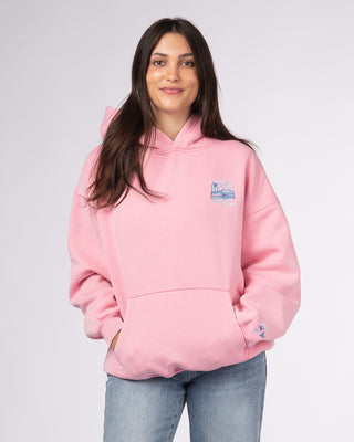 Socal Surf Embroidered Pullover Hoodie - Baby Pink
