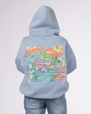 Socal Surf Embroidered Pullover Hoodie - Baby Washed Blue