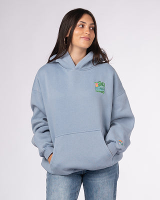 Socal Surf Embroidered Pullover Hoodie - Baby Washed Blue
