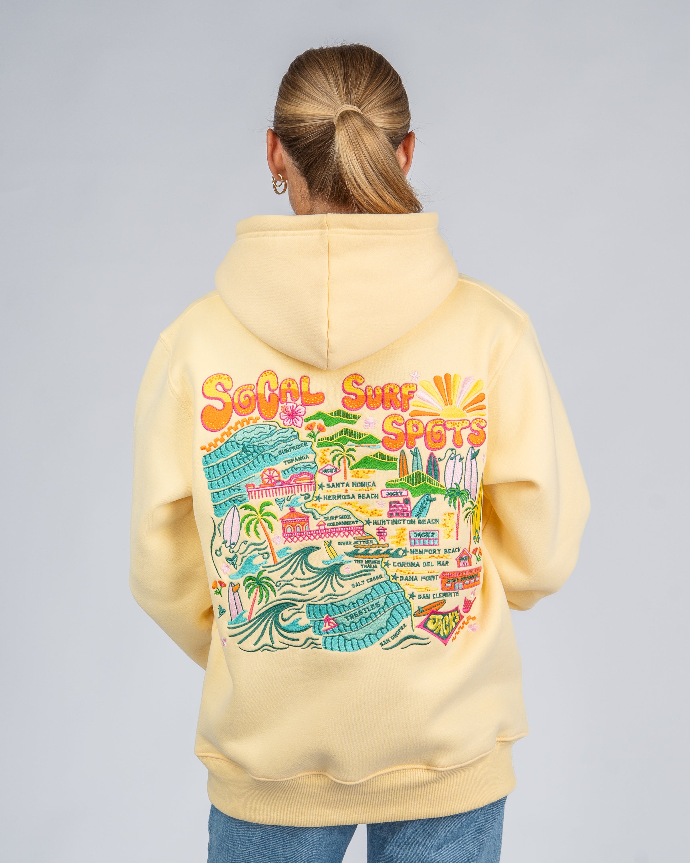 Socal Surf Pullover Hoodie - Yellow