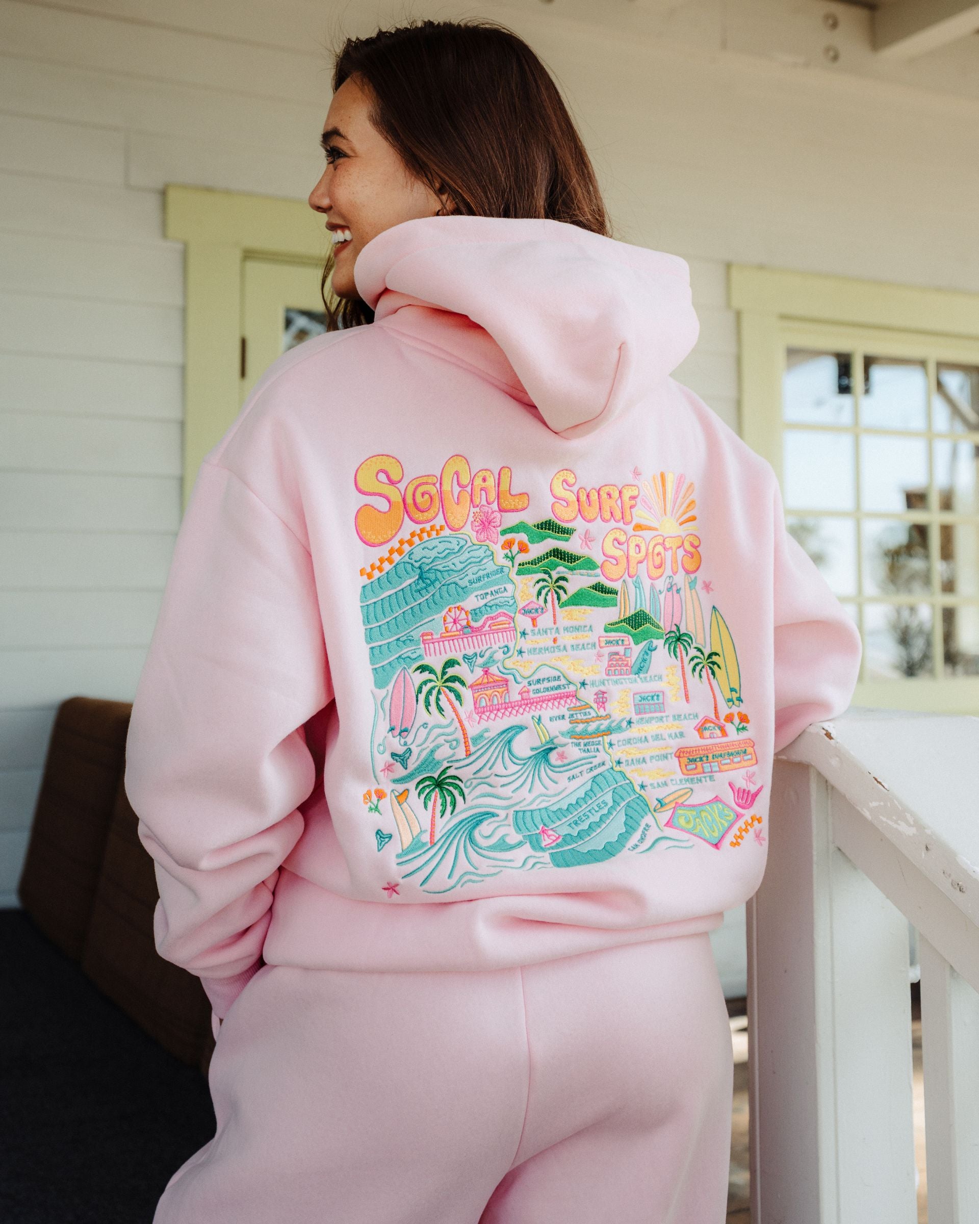 Jack's Surfboards Women's Socal Surf Pullover Hoodie - Bubblegum