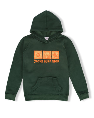 Girl's Stamps Pullover Hoodie - Forest