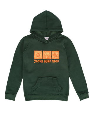 Girl's Stamps Pullover Hoodie - Forest