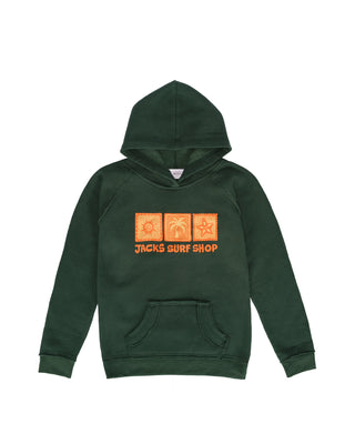 Kid's Stamps Pullover Hoodie - Forest