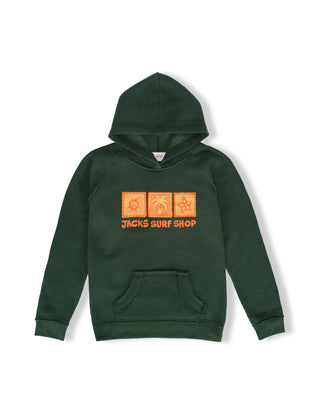 Kid's Stamps Pullover Hoodie - Forest