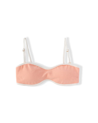 Sydney Ribbed Swim Top - Soft Coral/Cloud