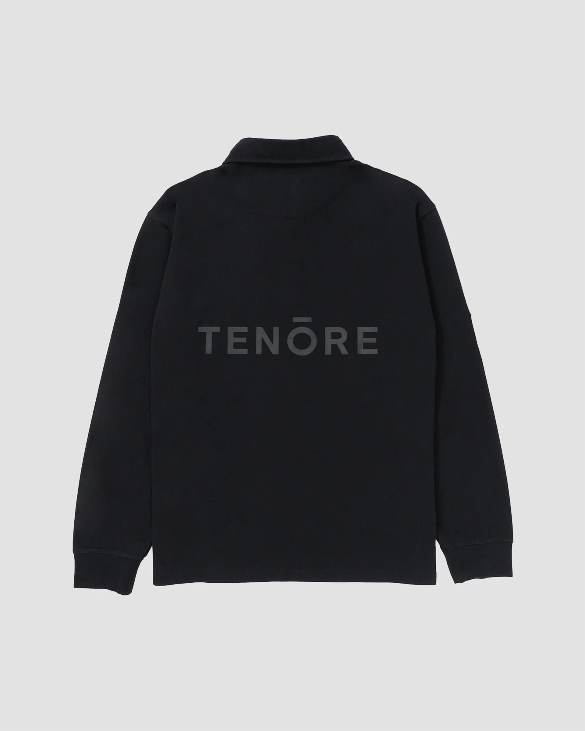 Tenore Long Sleeve 3 Button Rugby Polo - Black