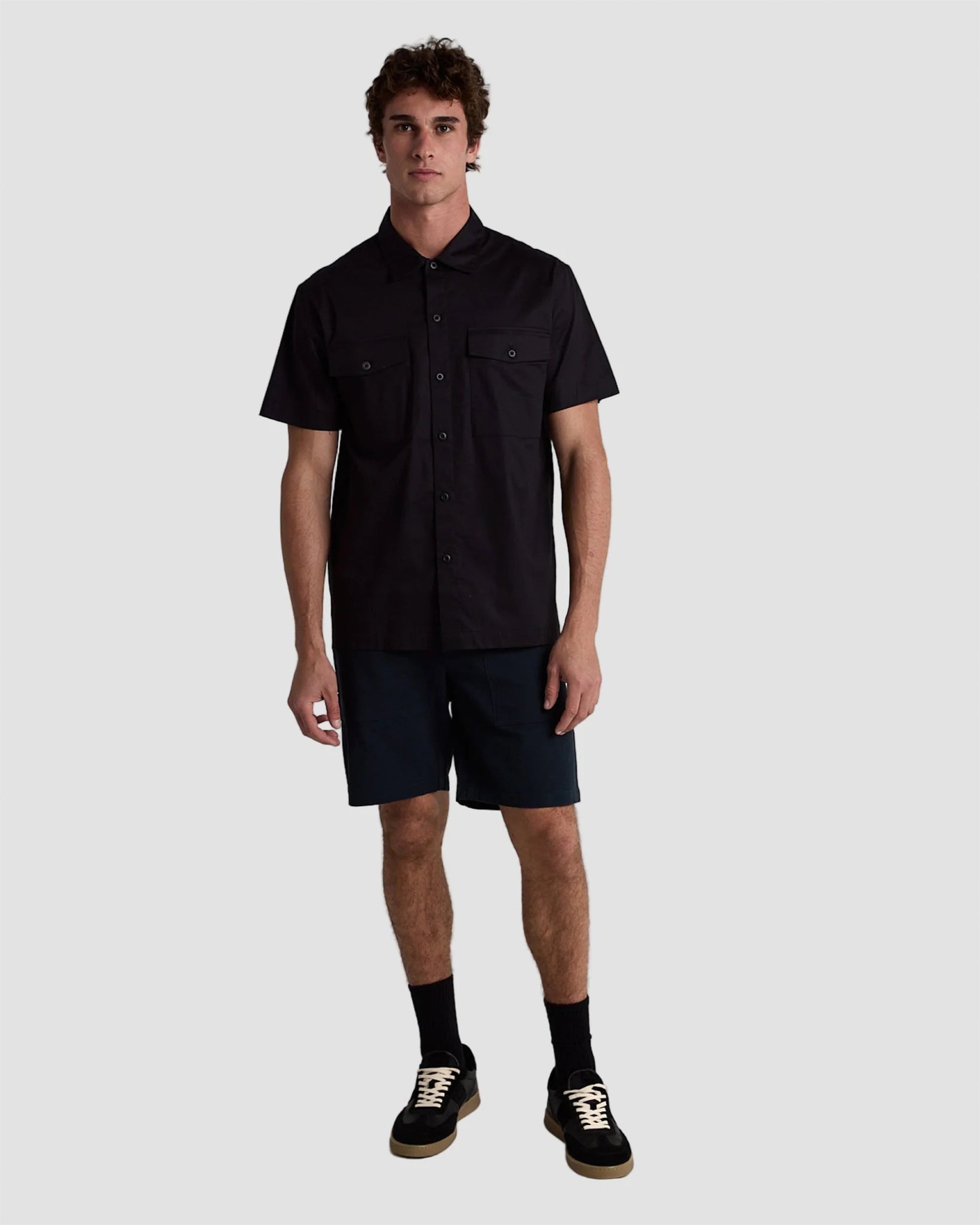 Tenore Utility Short Sleeve Shirt - Black