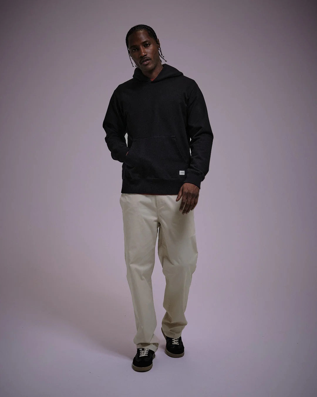 Tenore Woven Label Fleece Hoodie - Black