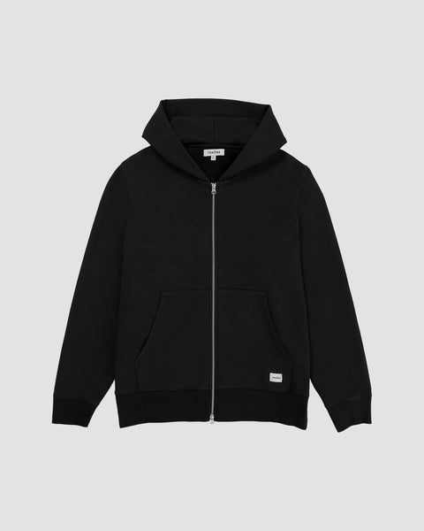 Woven Label Fleece Zip Through Hoodie - Black – Jack's Surfboards