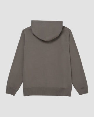Tenore Woven Label Fleece Zip Through Hoodie - Lead