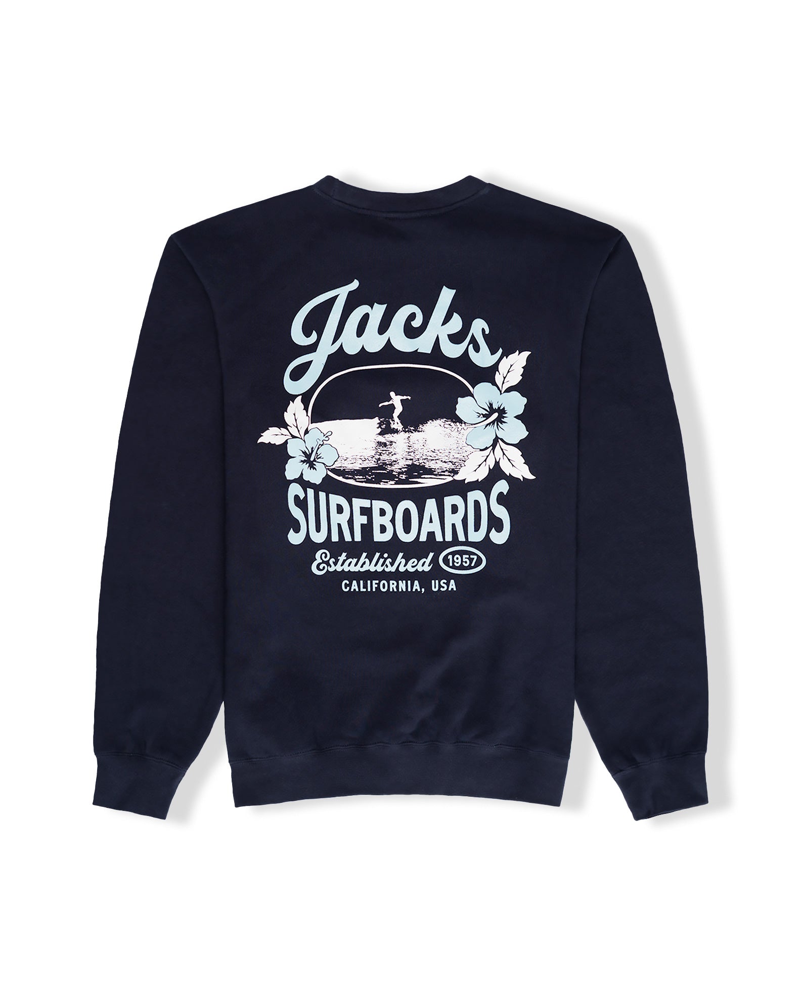 Jack's Surfboards Men's Tip Toe Classic Long Sleeve Crewneck Sweatshirt - Navy