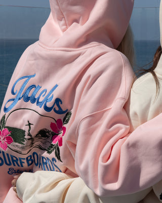 Tip Toe Embroidered Pullover Hoodie - Bubblegum