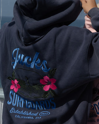 Tip Toe Embroidered Pullover Hoodie - Navy