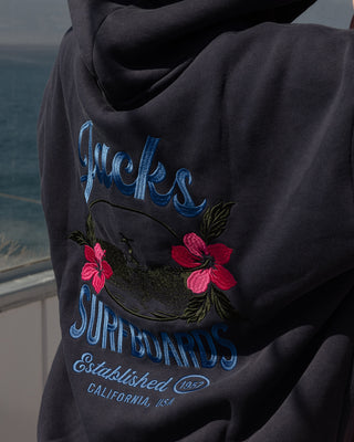 Tip Toe Embroidered Pullover Hoodie - Navy