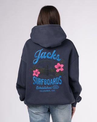 Tip Toe Embroidered Pullover Hoodie - Navy
