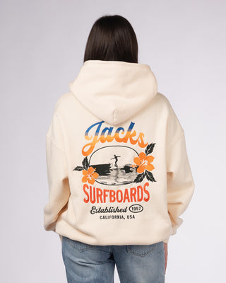 Tip Toe Embroidered  Rainbow Pullover Hoodie - Pale Yellow