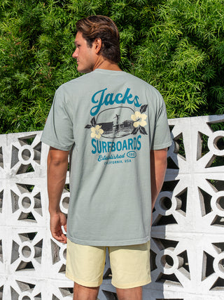 Jack's Surfboards Tip Toe Pigment Heavyweight Short Sleeve T-Shirt - Bay