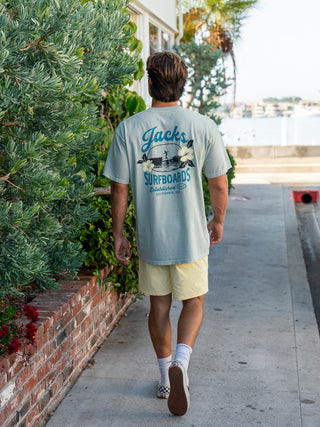 Jack's Surfboards Tip Toe Pigment Heavyweight Short Sleeve T-Shirt - Bay