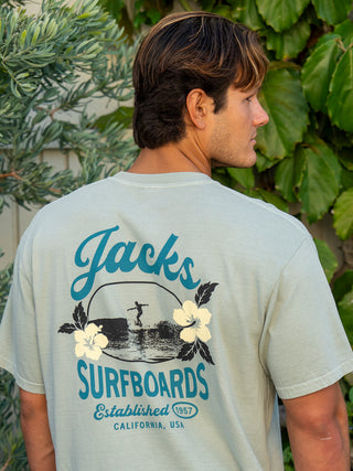 Jack's Surfboards Tip Toe Pigment Heavyweight Short Sleeve T-Shirt - Bay