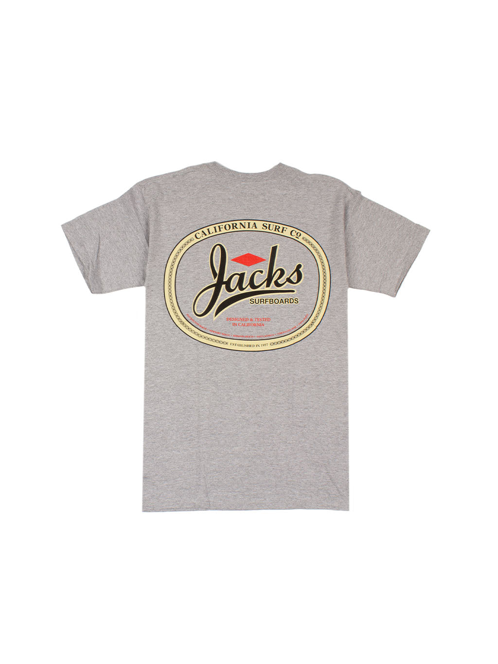 Jack's Surfboards Men's Trenton Classic Fit Short Sleeve T-Shirt - Athletic Grey 