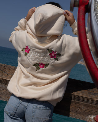 Tropic Lam Embroidered Pullover Hoodie - Natural
