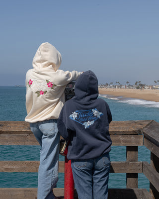 Tropic Lam Embroidered Pullover Hoodie - Navy Washed