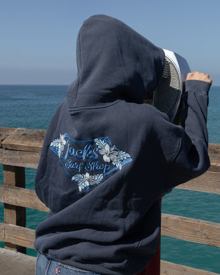 Tropic Lam Embroidered Pullover Hoodie - Navy Washed