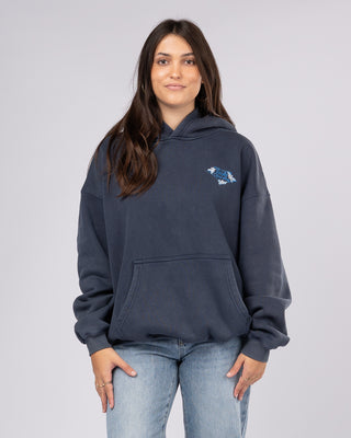 Tropic Lam Embroidered Pullover Hoodie - Navy Washed