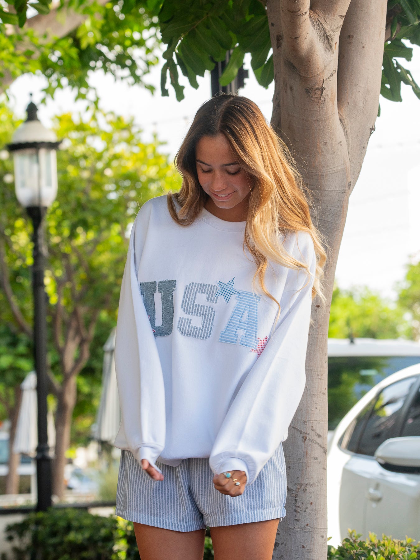 USA Girl Crewneck Sweatshirt - White