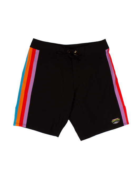Teenage Mutant Ninja Turtles x Jack's Colors Boardshorts- Black With Colored Striped Down Sides 