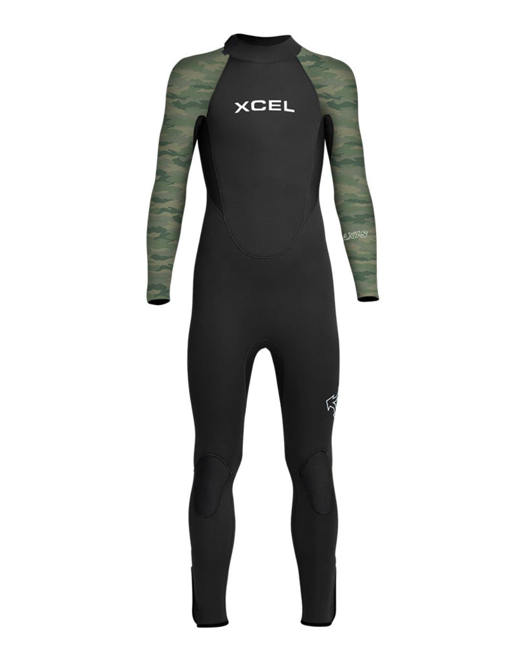 Xcel Kids Axis 4/3mm Back Zip Fullsuit Wetsuit - Black/Green Camo