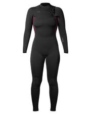 Xcel Women's Comp+ 4/3mm Chest Zip Fullsuit Wetsuit - Black/Wine 